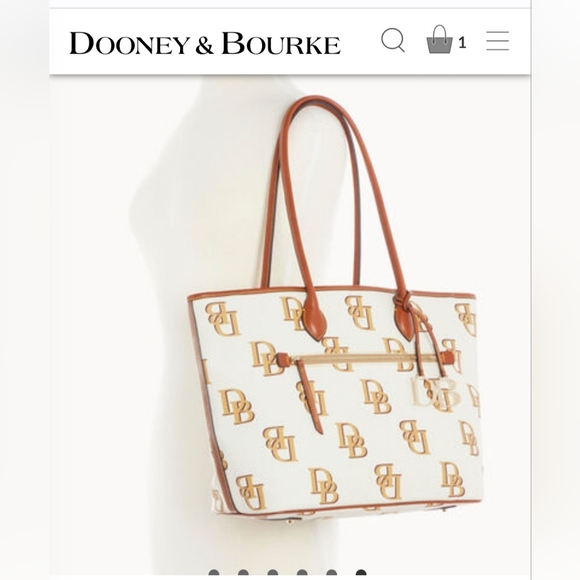 (NWT) Dooney and Bourke large tote with 24k gold DB and wallet in tan and ivory. - Picture 5 of 11